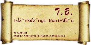Tárkányi Bonifác névjegykártya